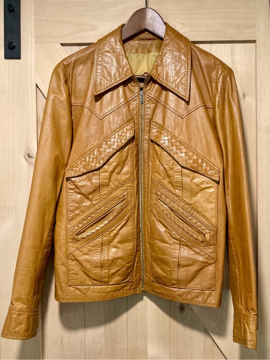 Vintage Other - El Toro Bravo Vintage Tan Leather Jacket 40 Men’s Woven Detail Disco Era 70/80s